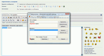 Скриншот проверки орфографии - speller