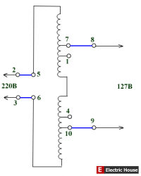Трансформатор АСБ 0.8 220-127v, переделать на 110 или 115v - shema